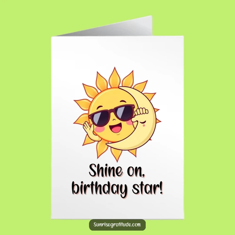 Free Printable Funny Sun Moon Birthday Card: High Five Duo DIY Downloadable Gift