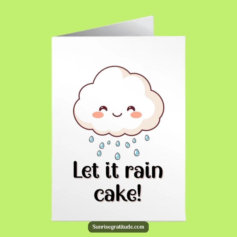 Free Printable Happy Birthday Card: Funny Cloud Raining Dew, Unique Downloadable Greeting