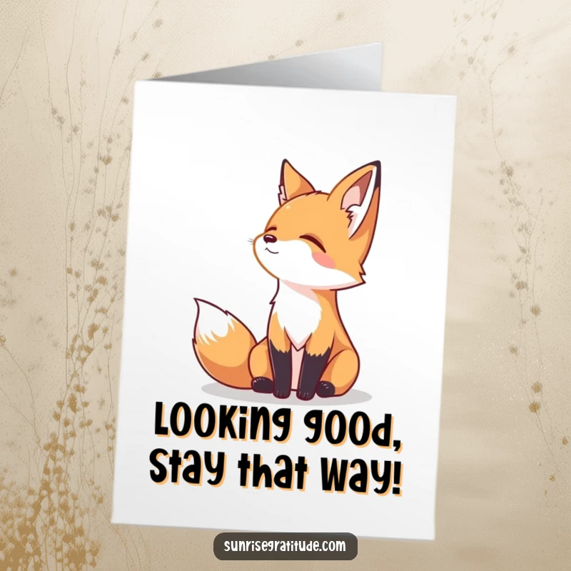 Funny Free Printable Congratulations Card featuring a serene fox looking towards the horizon, symbolizing peaceful achievement and thoughtful wishes.