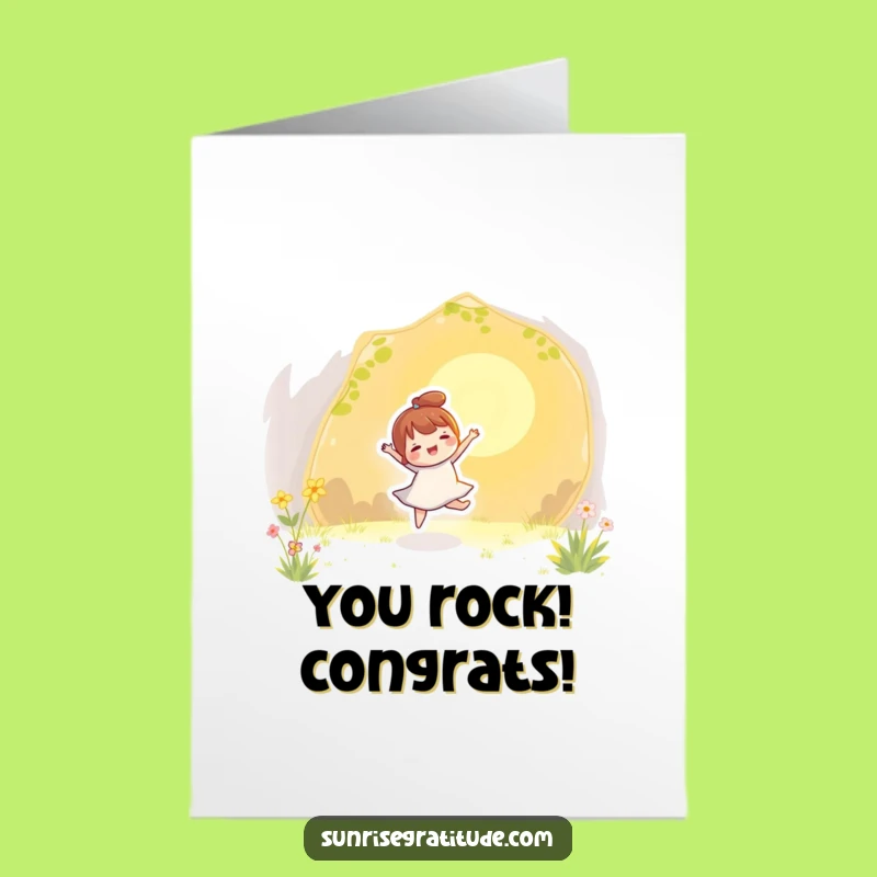 Free Printable Congrats Card: Dancing Sunlight Character, Funny Downloadable Gift for Joys