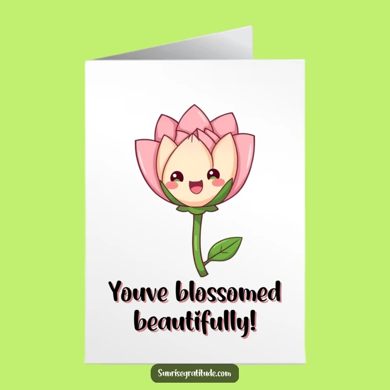 Free Printable Congrats Card: Flower Unfurling, Downloadable Celebration