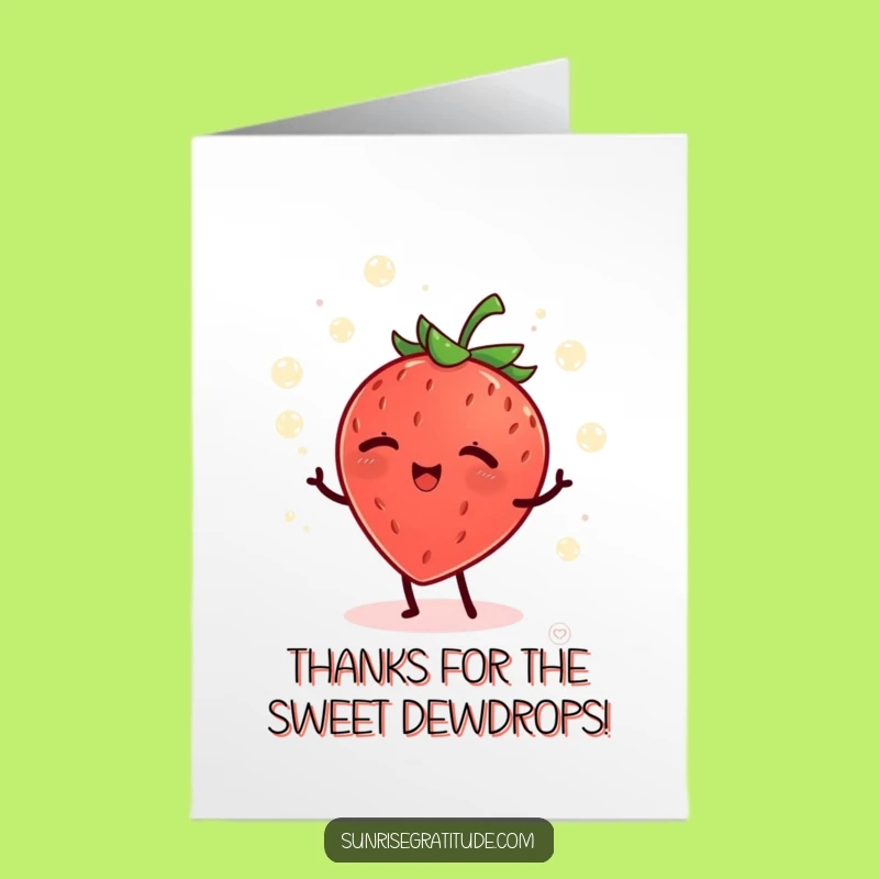 Free Printable Funny Strawberry Thank You Card: Dew Drop Juggler DIY Downloadable
