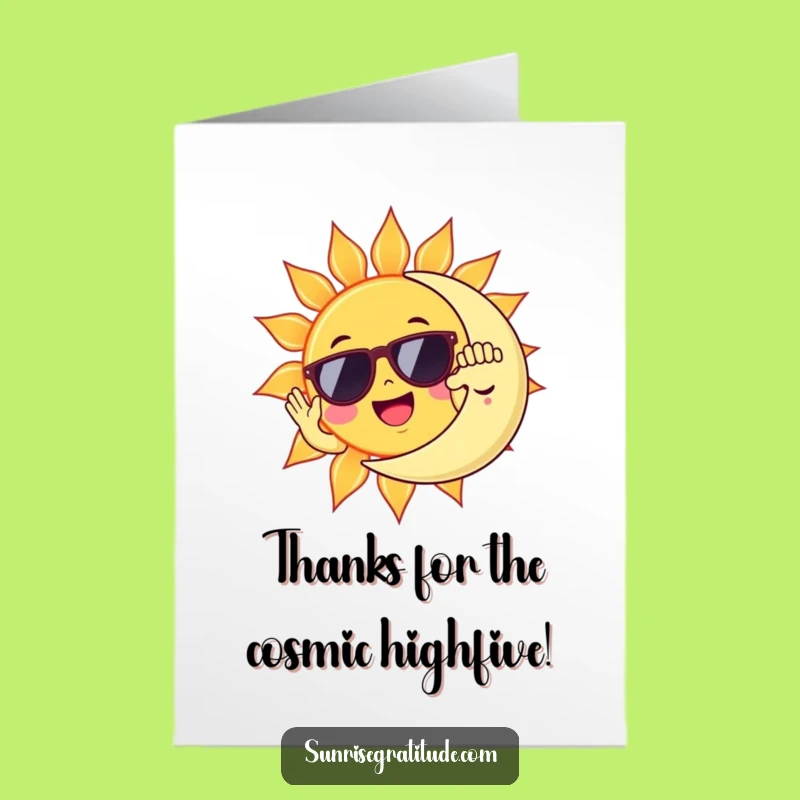 Free Printable Funny Sun Moon Thank You Card: High Five Duo DIY Downloadable Gift