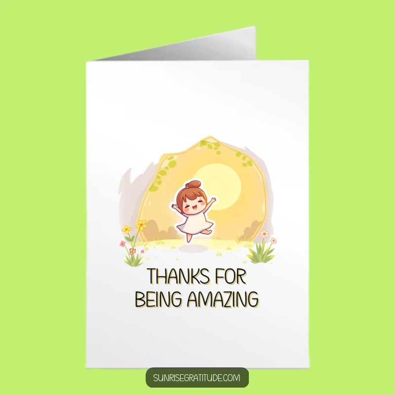 Free Printable Thank You Card: Dancing Sunlight Character, Funny Downloadable Gift of Joy