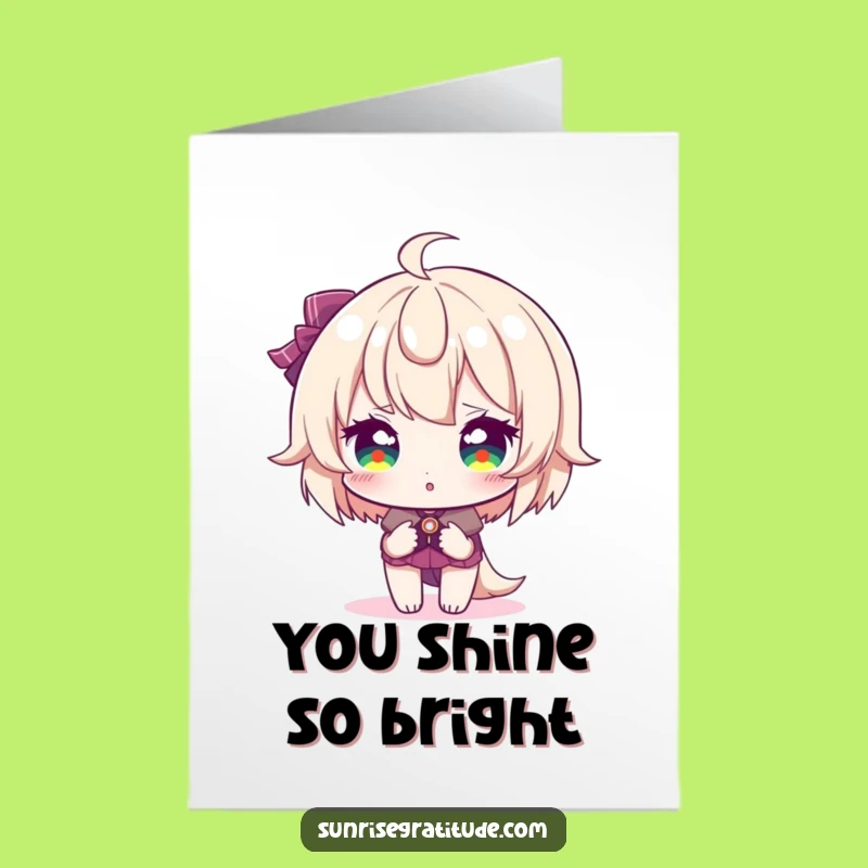 Free Printable Thank You Card: Sparkling Eyes Funny Character Downloadable Gift