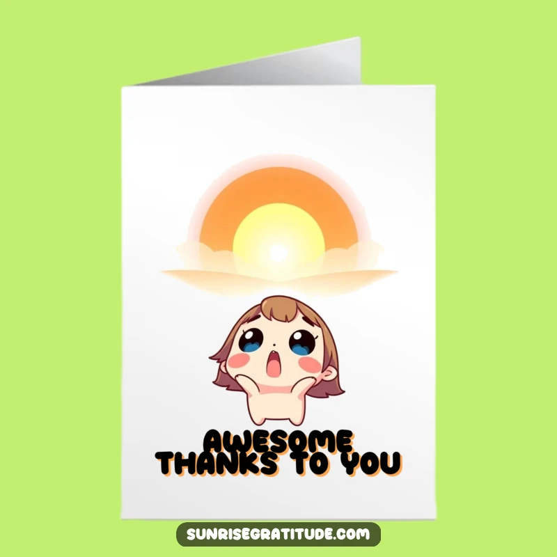 Free Printable Thank You Card: Surprised Character Sunrise Awe Funny Downloadable Gift