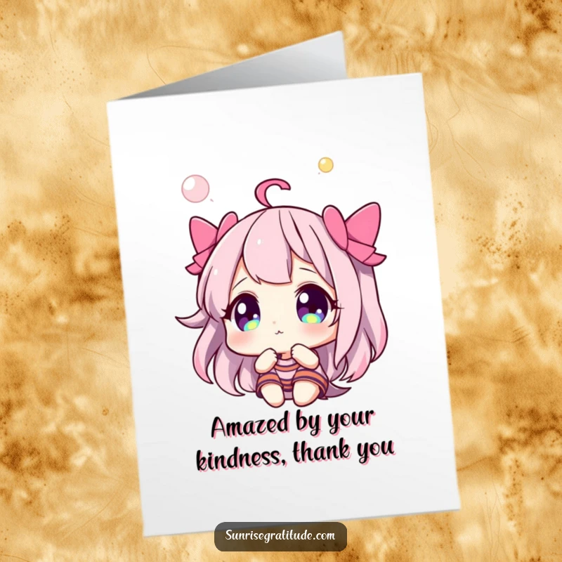 Free Printable Wonder Sky Thank You Card: A character gazes with wonder at a spectacular sky, conveying profound thanks.