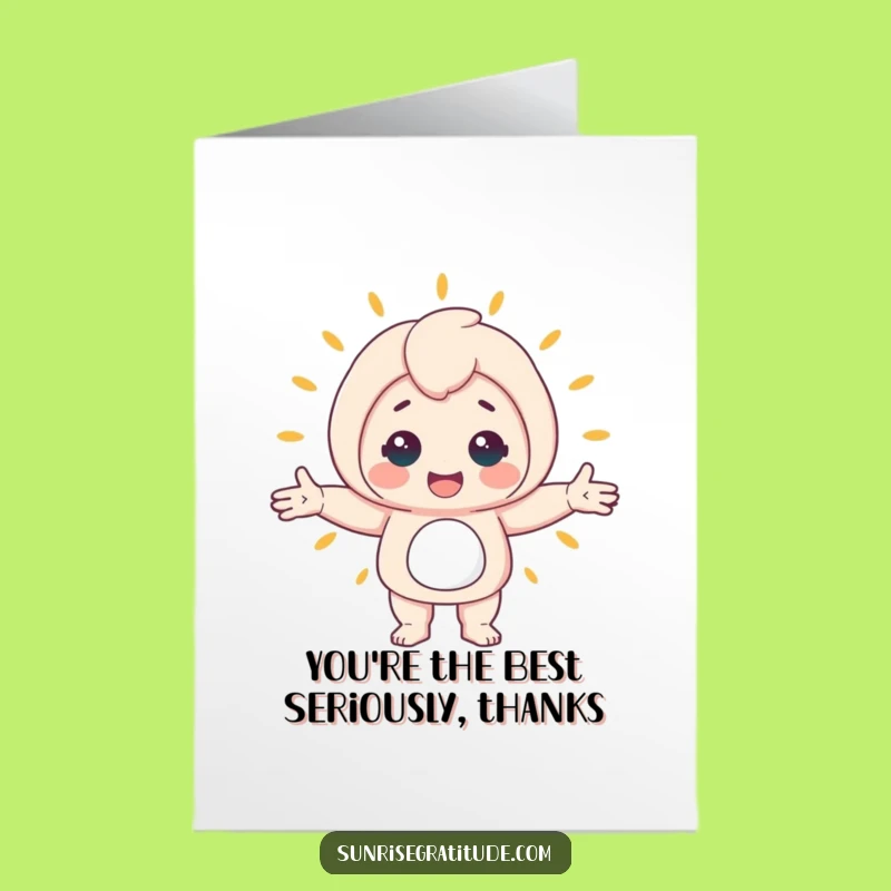 Free Printable Thank You Card: Cheerful Character's World Hug, Funny Downloadable Gift
