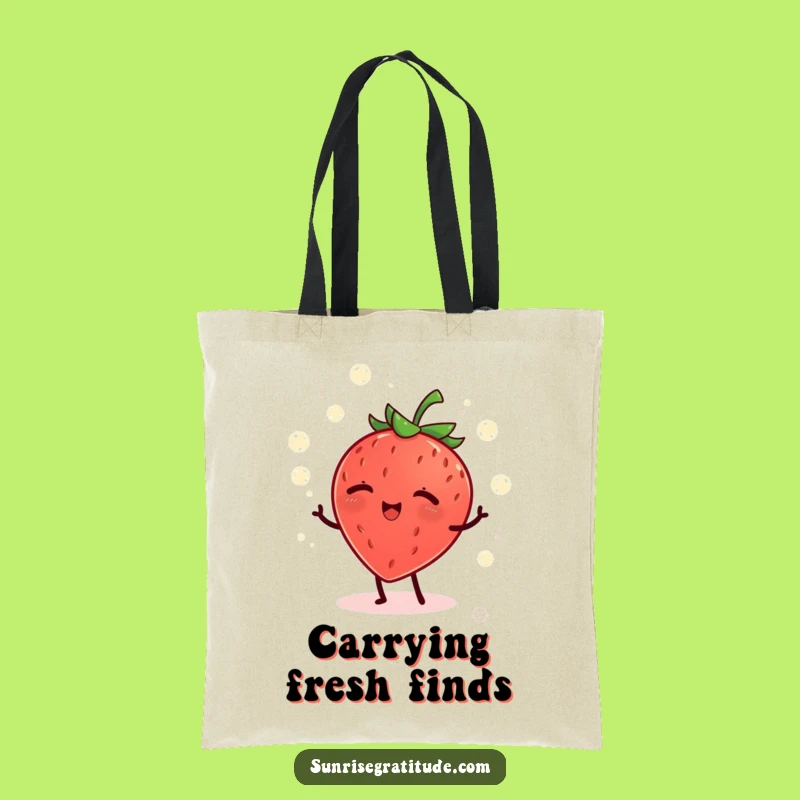 Funny Giggling Strawberry Tote Bag: Morning Charm, Unique Funny Gift