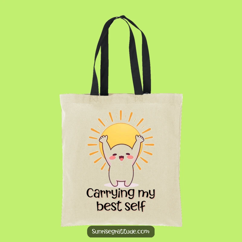 Funny Morning Stretch Tote Bag - Cute Character Sun Design Gift