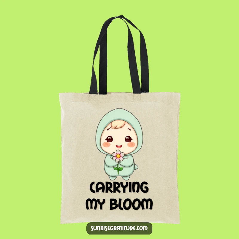 Funny Blooming Flower Tote Bag: Gleeful Character's Smile, Practical Funny Gift for Plant Lovers