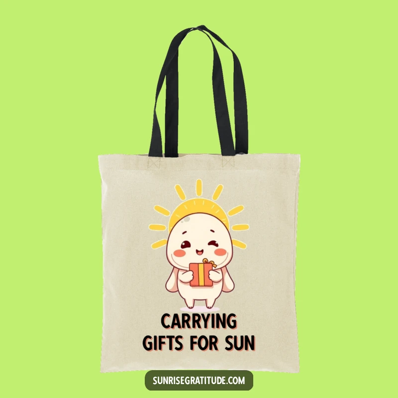 Funny Gift Giver Tote Bag - Cheerful Character Sun Tote Gift